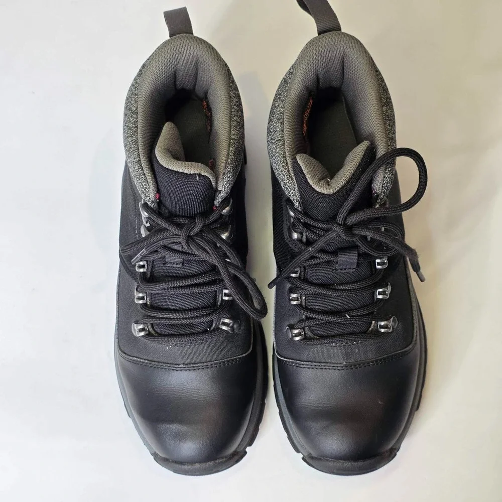All In Motion Men's Winter Boots Size 7 Black Leather Fabric Ankle Shoes